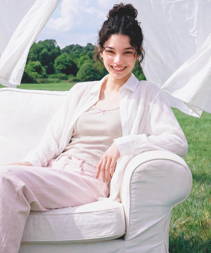 Maseumaluljeueopaeleol Loose Fit Stripe See-Through Shirt_White
