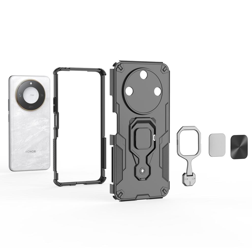 For Honor X60 5G Case Rotatable Ring Kickstand PC + TPU Shockproof Phone Cover