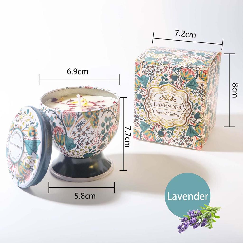 Goblet Design Scented Candle Box Vintage Flower Rose Lavender Candle Jar Soy Wax Fragrance Candles Wedding Birthday Gift Home De
