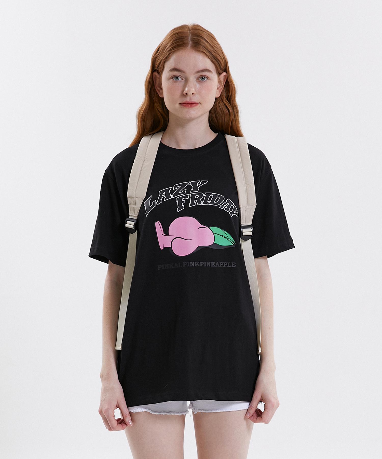 Pink Pineapple L.F Boxy Ts_Black Black/Free