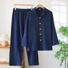 2026 Spring and Autumn New Couple's Pajama Set 100% Cotton Crepe Cloth Women's Large Long Sleeve Long Pants Home Set