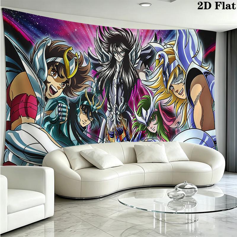 Anime Saint Seiya Wall Tapestry Aesthetic Wall Hanging Printed Fabric Blanket Decorative Tapestries for Bedroom Living Room Home Decor
