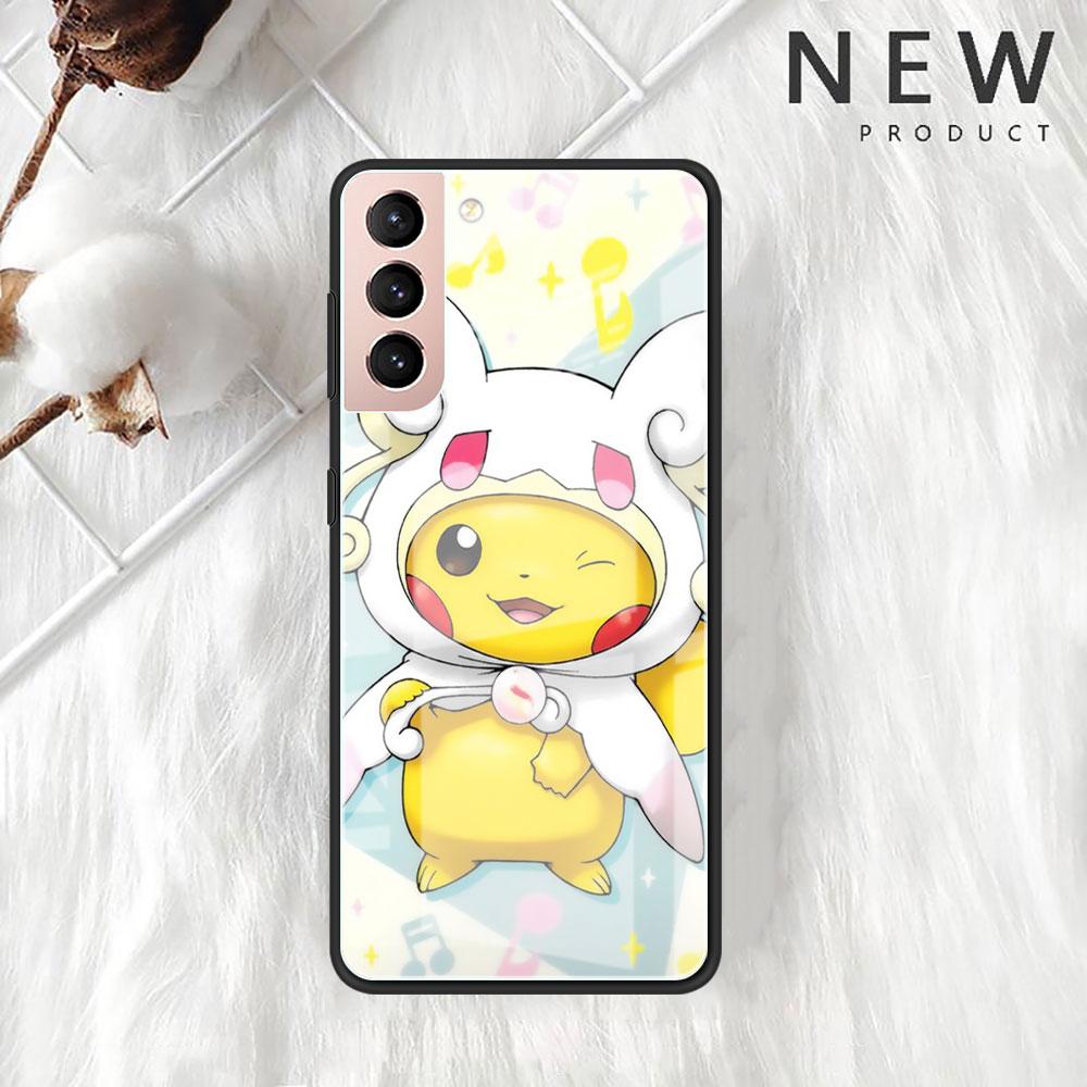 Glashülle für Samsung Galaxy S20 FE S22 Ultra S21 Plus Note 20 S10 Lite 10 S10e S9 Gehärtete Handyhülle Lustiges Pokemon Pikachu
