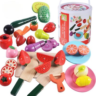 Children's Barrels of Fruits and Vegetables Cut and See Children's Baby Simulation Kitchen Supplies Play House Set Educational Toys