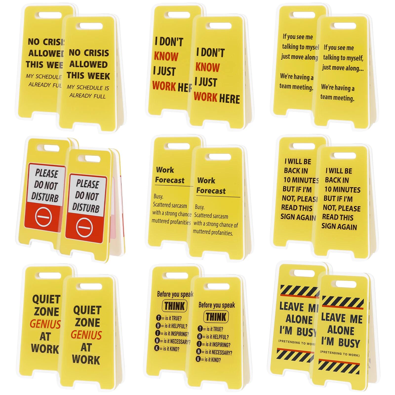 18Pcs Funny Desk Sign with Sticky Note Holder Mini Acrylic Yellow Caution Desk Sign Funny Office Decoration for Coworkers жёлтый
