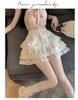 2026 Spring Women's High-Waisted Mesh Lace Trim Short Skirt with Anti-Exposure Design
