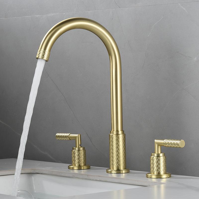 Baterii Chiuvetă Gri Alamă Antic Baterie Baie Aur Periat Baterii Chiuvetă 3 Orificii Cald și Rece Baterie Cascadă Neagră Robinet Apă