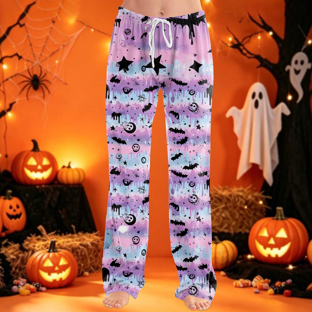Women's Pajama Pants with Drawstring Halloween Print Relaxed Fit for Casual