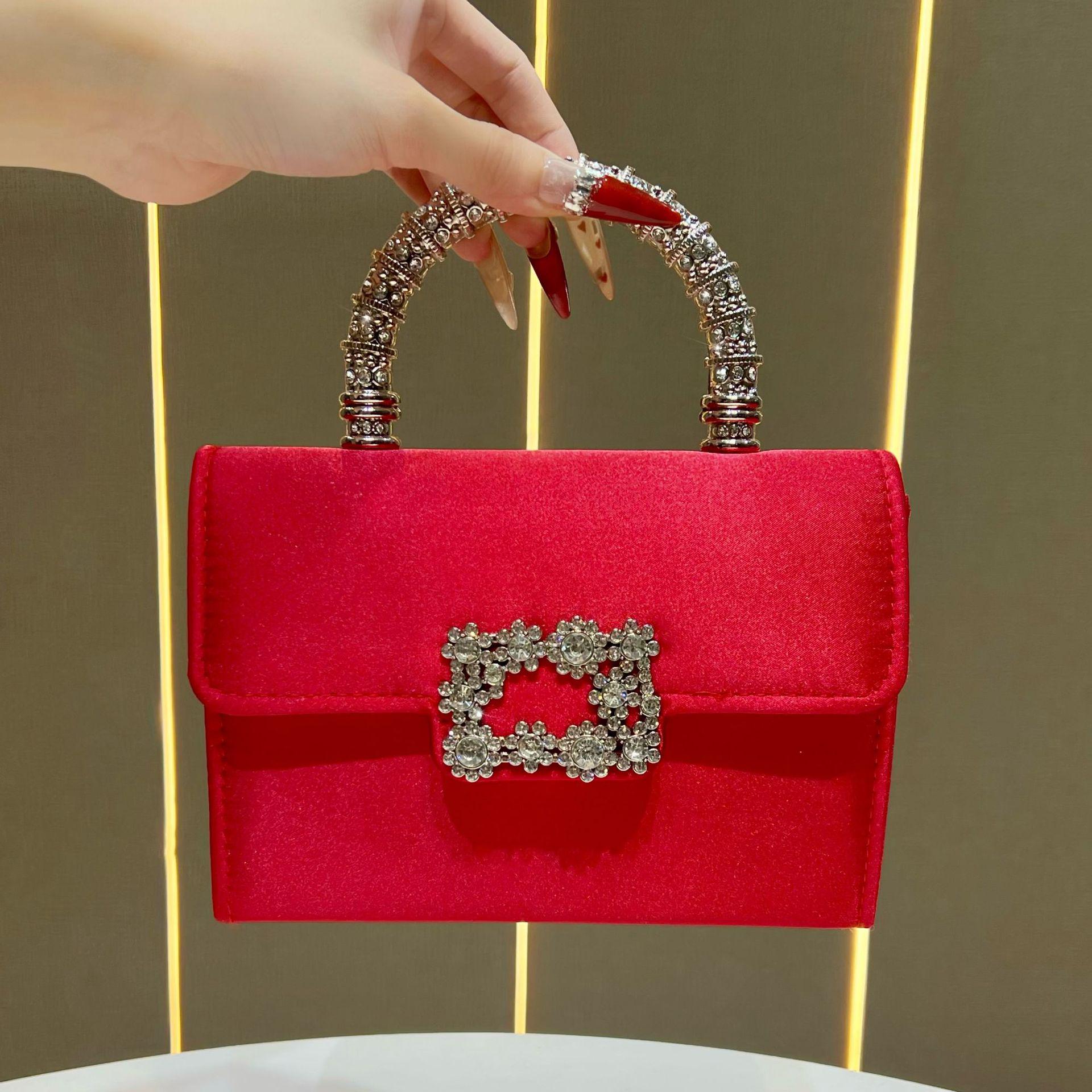 

Elegant Rhinestone Women s Crossbody Bag - High-End Silk Luxury Handbag for Evening Parties красный
