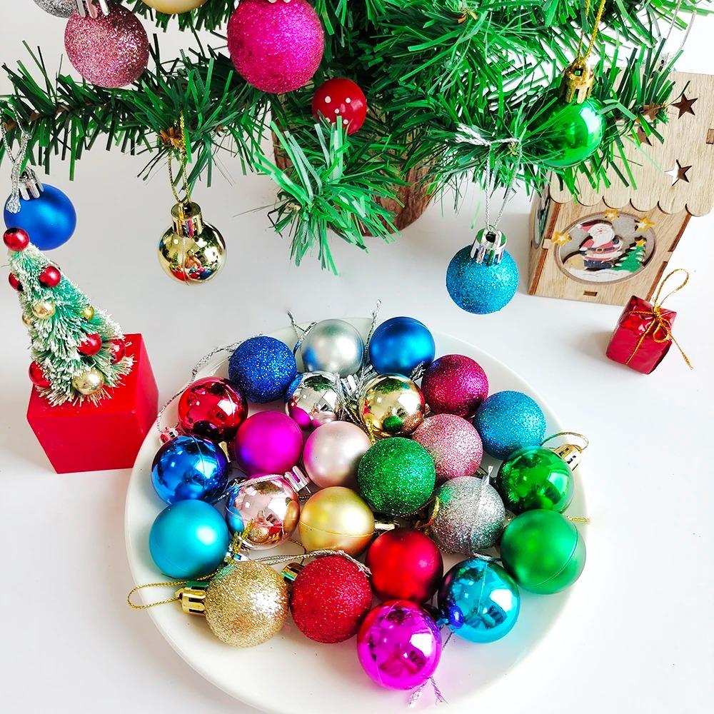 24ks Třpytivé přívěsky Vánoční koule 6cm Vánoční ozdoby na stromeček Party dárky