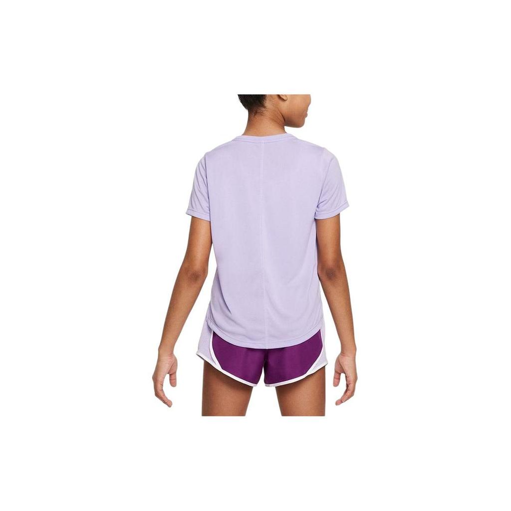 Nike Camiseta de Cuello Redondo con Logo Estampado para Niños Tops Morado Claro DD7639-515