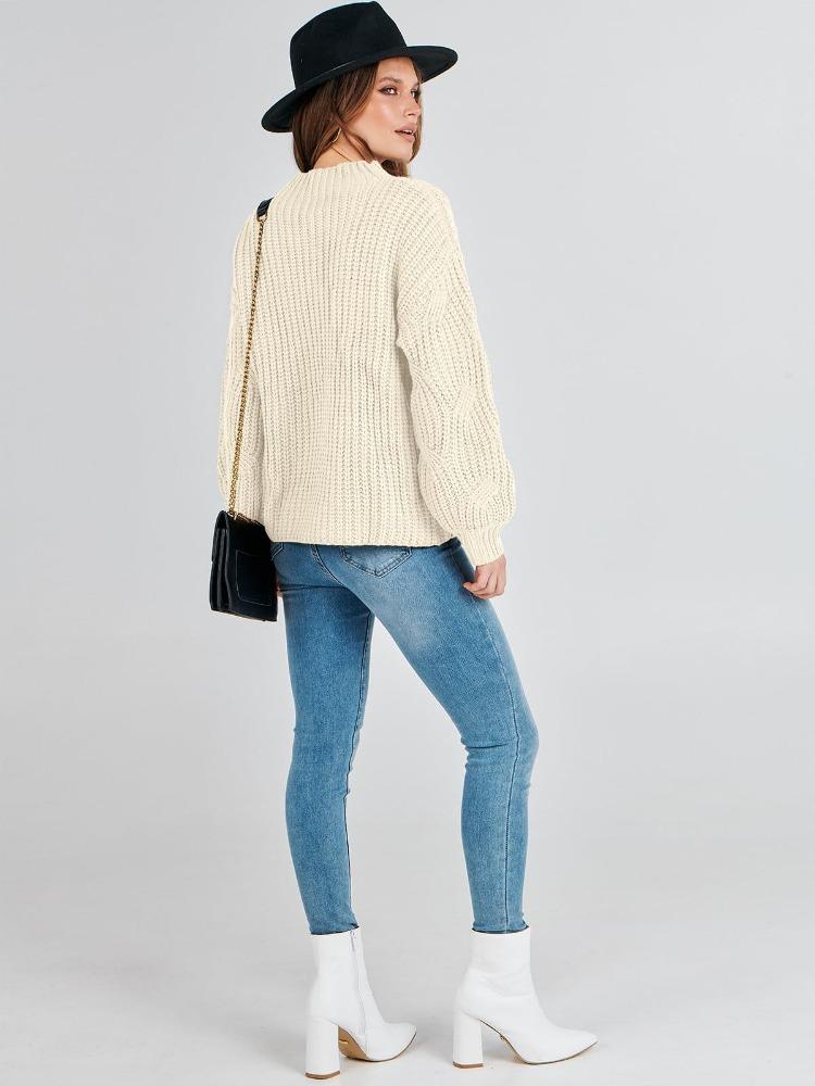 Autumn Winter Drop Shoulder Loose Casual Cable Knit Pullover Top Luxurious Relaxed-fit Slimming and Versatile Top