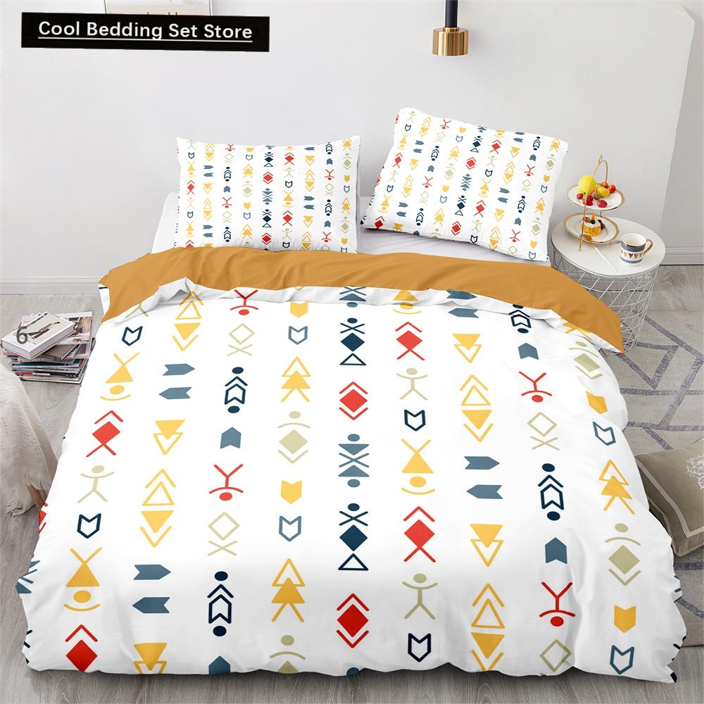 Boho Tribal King Queen Duvet Cover Bohemian Symbol Style Bedding Set Exotic Ethnic Customs Quilt Cover Polyester Comforter Cover