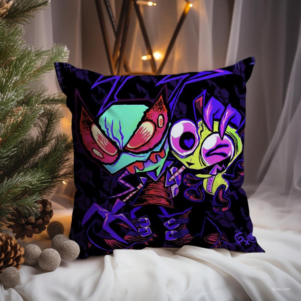 Cute I-Invader Z-Zim Cushion Cover Premium Comfort Reversible Pillow Cove -Two In One Design For Any Room & Car Interior