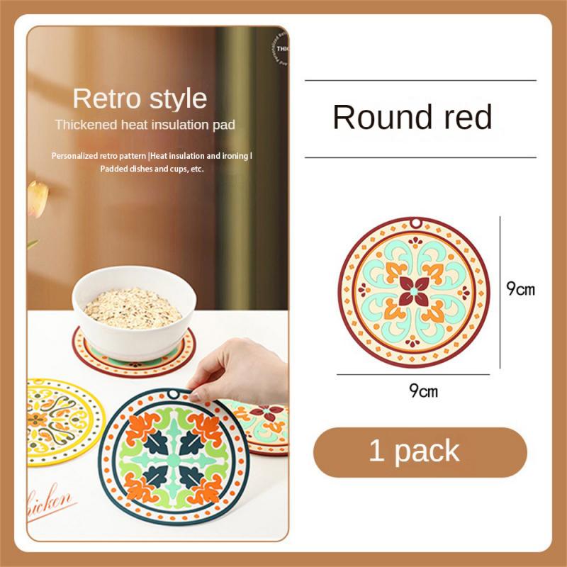 Natural Cork Round Cup Mat Drink Coasters Heat Insulation Patterned Pot Holder Mats For Coffee Table Tabletop Kitchen Tools