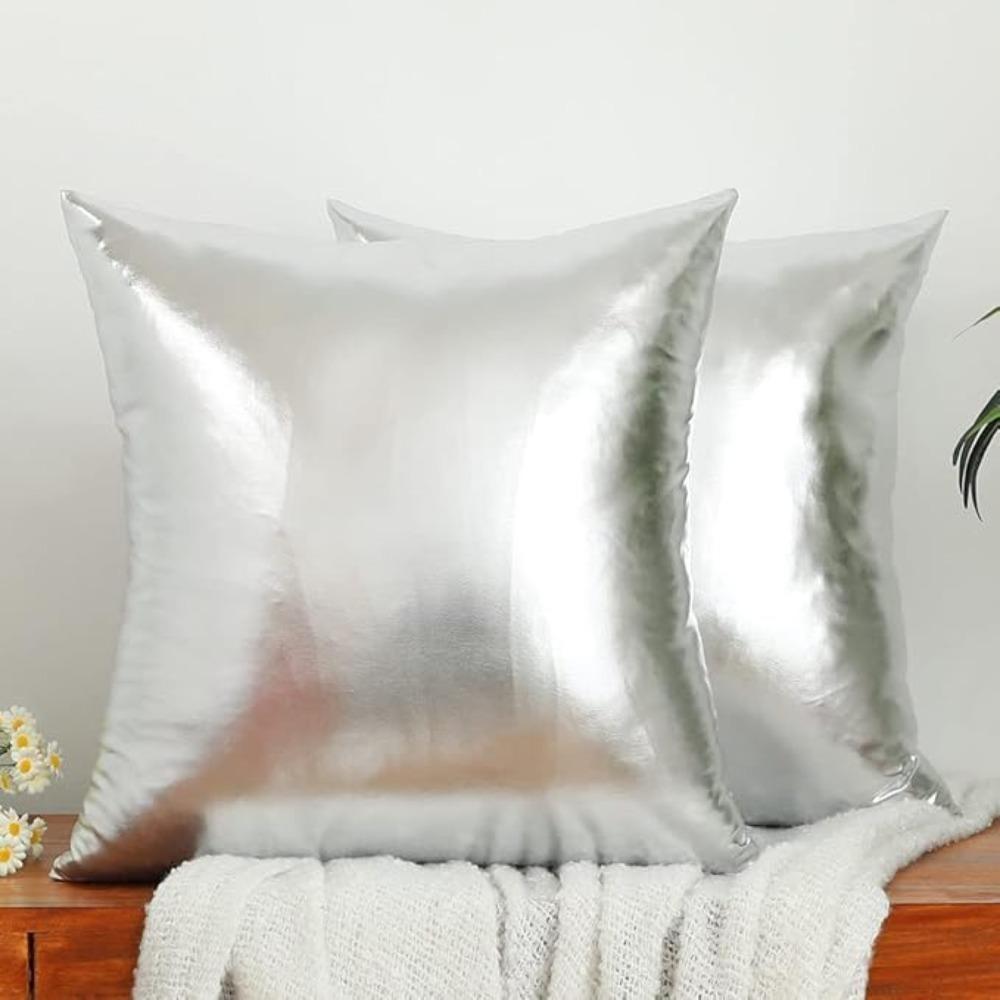 Confezione da 2 Moderne Fodere Decorative Metalliche Lucide per Cuscini, Fodera per Cuscino Quadrata Morbida in Ecopelle per Divano Letto Festa, 45 x 45 cm