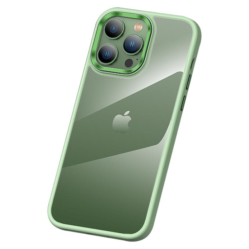 Anti-Scratch Phone Case for iPhone 15 Pro Max Slim Clear PC+TPU Phone Shell with Metal Lens Frame