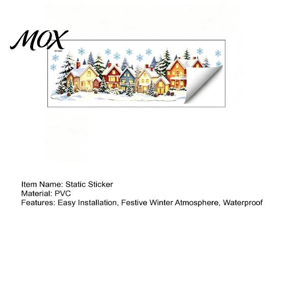 Christmas Window Clings Snow Village Static Cling, Glowing Warm Scenery Sticker Waterproof PVC Film for Glass, Snowman House Winter Decor Balcony DIY