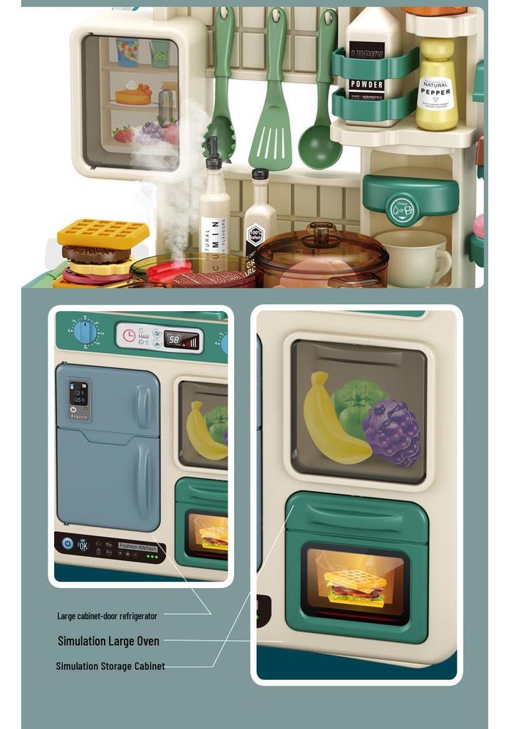 70cm Large Kids' Kitchen Counter Play Set - Cooking, Frying, Spray Simulation Stove Toy