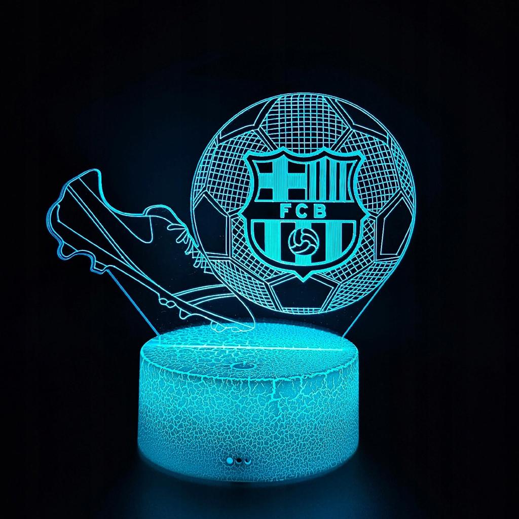 Lámpara de Escritorio Nocturna Para Niños Fc Barcelona Fútbol Soccer 16 LED 3D + Mando a Distancia