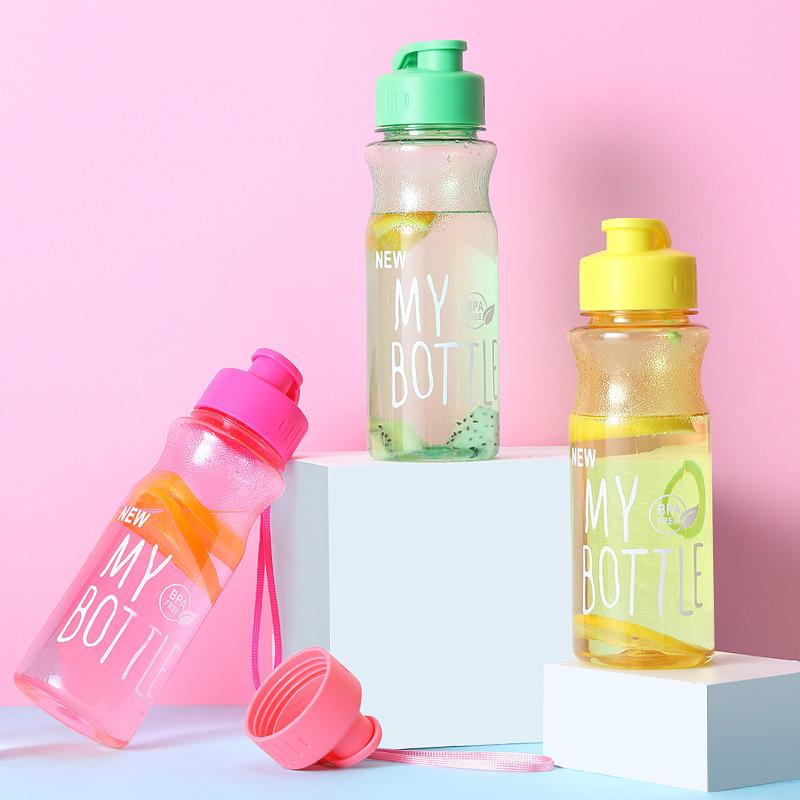 600ML Transparent&Portable Leak-proof Shaker Sports Water Bottle with Lid for School Gym Travel Girl Boy BPA Free Children's Mug