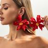 Übertriebene Acryl Rote Dreidimensionale Große Blumenohrringe Geeignet für Meer, Urlaub, Reise Süßer Stil Urlaubs Blütenblatt-Ohrringe