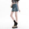 Retro High-Waisted A-Line Denim Skirt for Plus Size Women - Summer Slimming, Pear-Shaped Friendly, Belly Covering Short Skirt