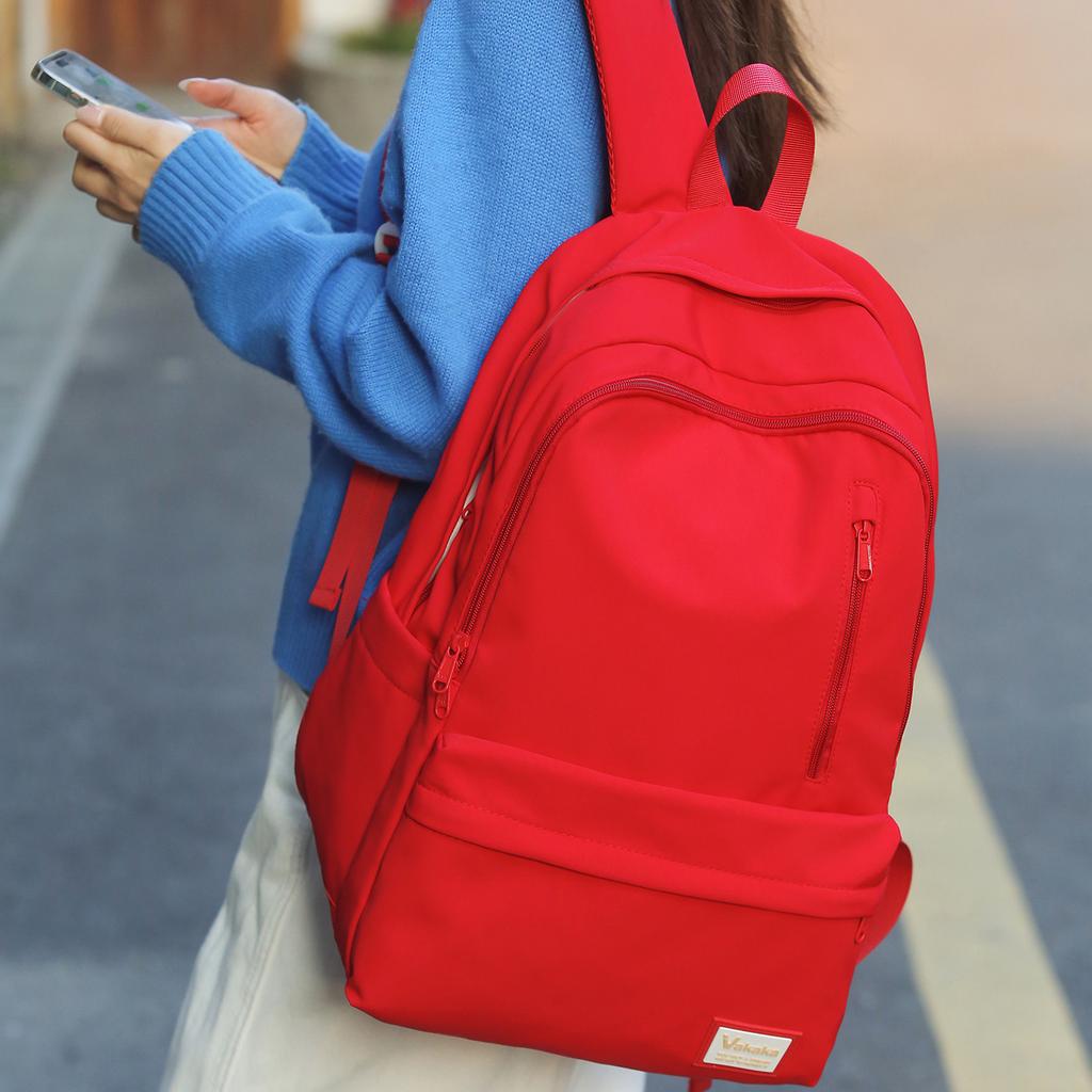 Schoolbag Versatile Large Capacity School Bag Female Junior High School Student College Student Backpack Solid Color Travel Backpack Junior