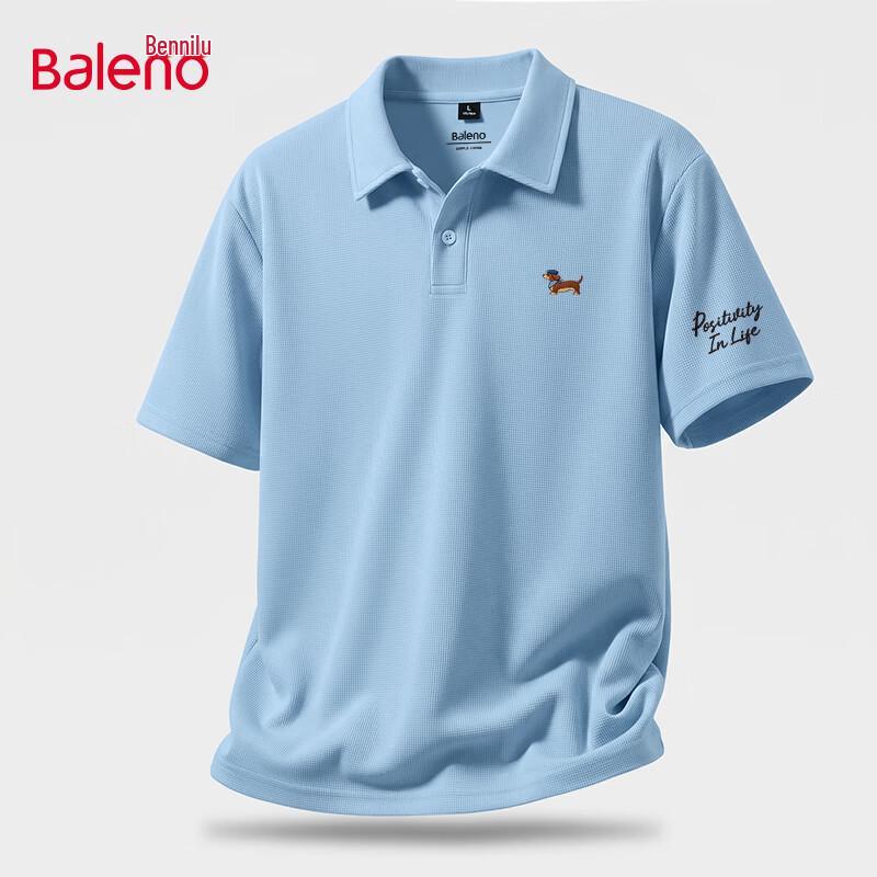 Baleno Men s Waffle Knit Polo Shirt with JPB Dachshund Print M