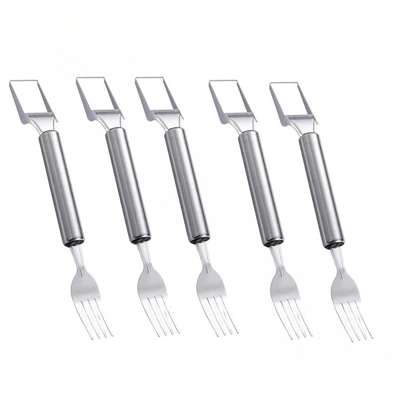 1-5PCS 2-in-1 Stainless Steel Fruit Cutter Watermelon Fork Slicer Portable Kitchen Tool for Home Party Camping