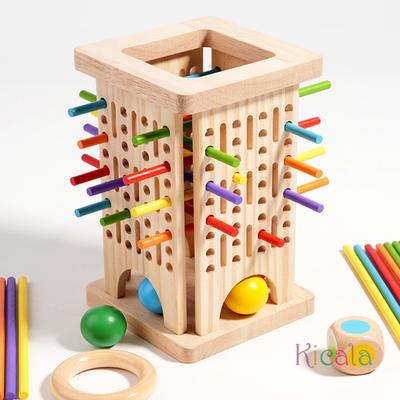 Montessori Spiel Holzbrettspiel Holzstäbchen Turm Spielzeug Würfel Entwicklung Stäbchen Zählen Mathematik Pädagogisches Brettspiel für Kinder