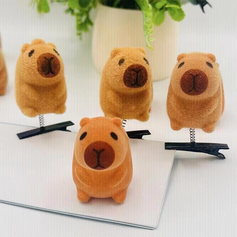 10PCS 3D Capybara Spring Hair Clip Kawaii Animal Hairpin Cartoon Cute Plush Hairpin Duckbill Clips Bangs Clips Hair Accessories