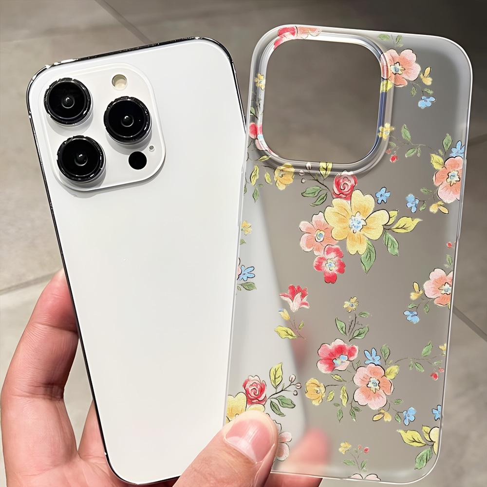 Mobile Phone Cases for iPhone 11 13 15 Pro Max 12 14 Pro Max Case iPhone 16 15 Plus 13 Pro 12 Frosted Texture Painted Cartoon Flowers