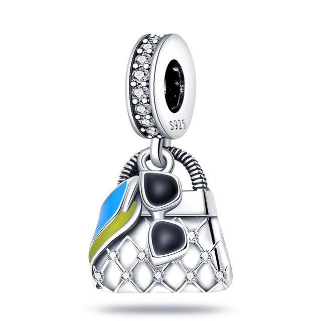 925 srebro torba na zakupy bagażowe walizka miłość podróż słodkie koraliki Fit Charms bransoletka biżuteria damska