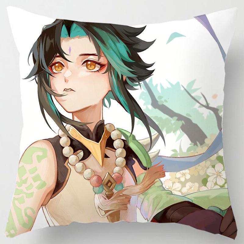 Genshin Impact Cushion Cover Back Support Pillow Case Soft Sofa Decoration 18in