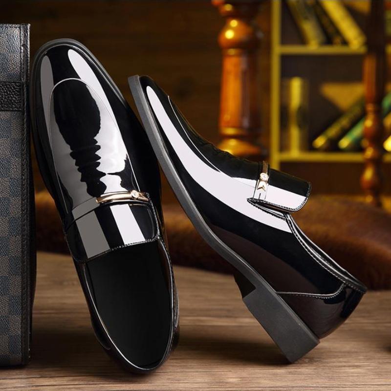 Pánské formální boty z lakované kůže, ležérní společenské boty pro podnikání, pánské boty s lesklým svrškem, jarní podzimní, levný výprodej, ne nový styl