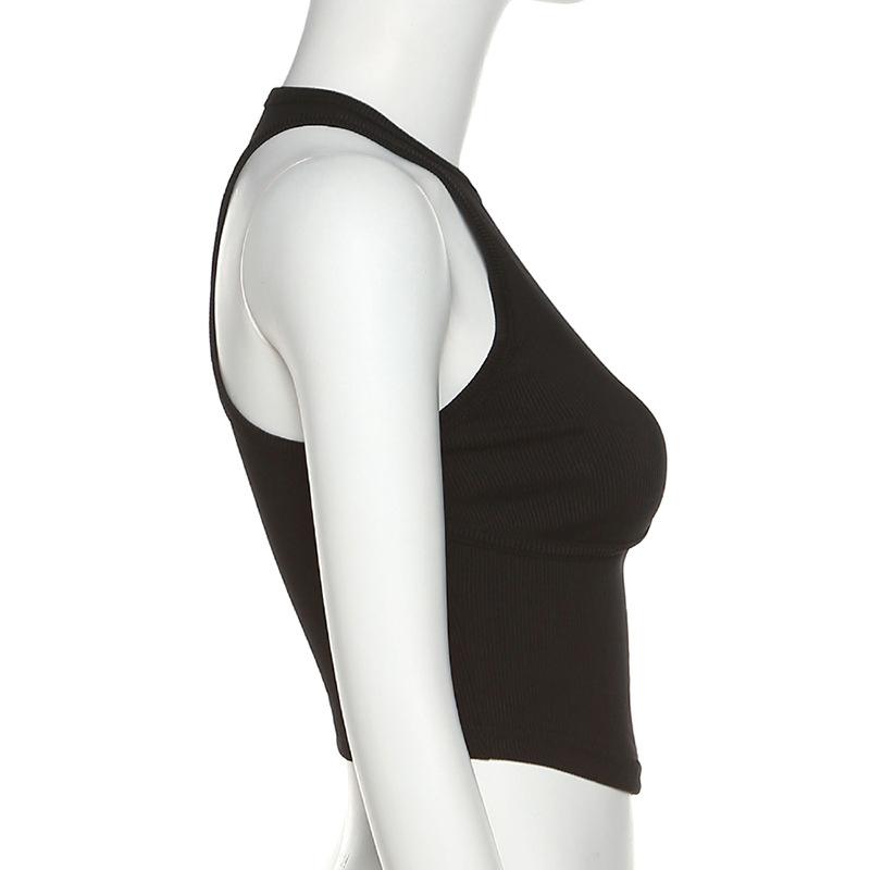 Ribbed Solid Tank Tops Women Skinny O-Neck Sleeveless Body-Shaping Undefined All-Matching Vest Female Streetwear Clothing