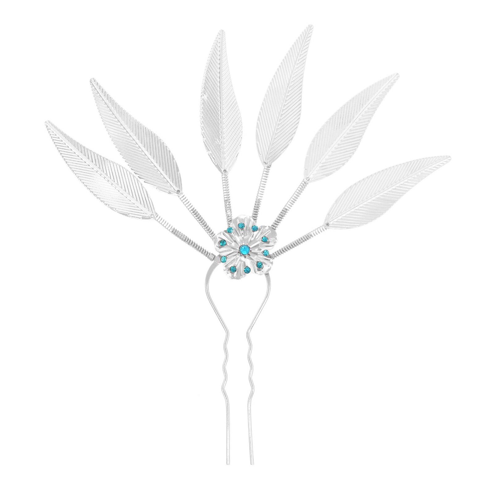 

Elegant Peacock Leaf Hairpin Alloy Rhinestone Hair Stick Thai Ethnic Hair Ornament Hairpieces Leaf Hair Accessory C