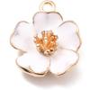 20Pcs Metal Enamel Flower Charms White Small Flower Pendants for Jewelry Making Bracelet Necklace Earrings Keychain DIY Accessories
