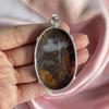 Moss Agate Pendant With Silver Chain Necklace 925 Sterling Silver Pendant