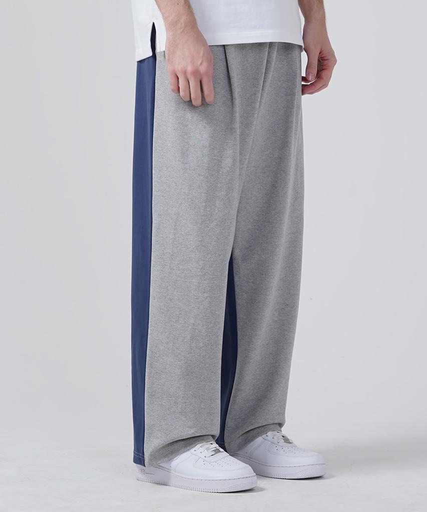 GAKKAI UNIONS One-Pleat Wide Sweat Mix Pants Gray/Navy