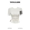 Tongaabb White Top T-Shirt for Women 2026 Short Slim-Fit Design Niche Style Trendy Short-Sleeve Slimming