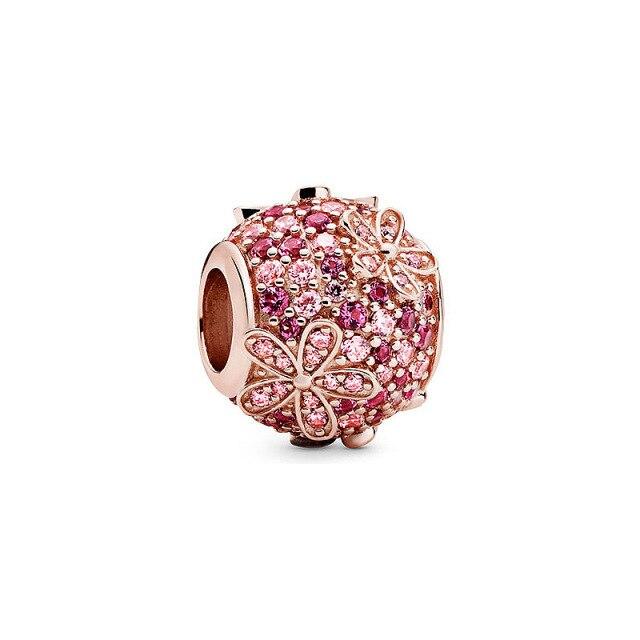 925 Sterling Silver Rose Gold Daisy Cactus Charm Beads Fit Original Fasion Charm Bracelet DIY Women's Jewelry Gift