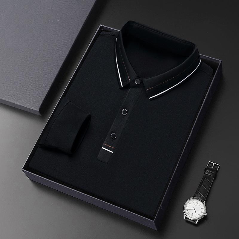 

Футболка с длинным рукавом мужская весна и осень новая однотонная для среднего возраста свободная универсальная повседневная рубашка-поло верхняя одежда для папы 4XL