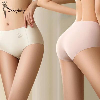 High-quality Women Hip Lift Seamless Ice Silk Panty Mid Waist Underwear Briefs Soft and Comfortable Panties