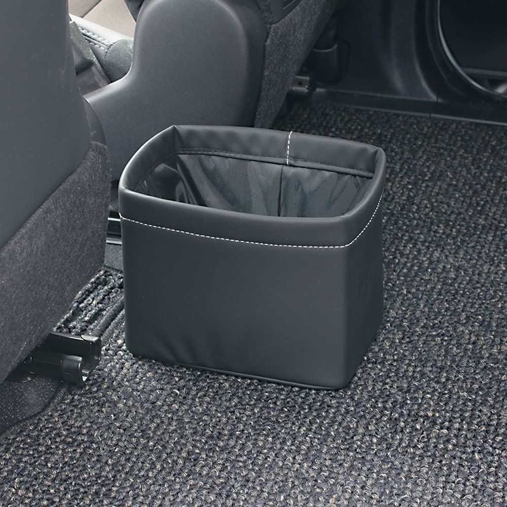 Tsuchiya Yac ZE-55 Car Trash Bin, Car Interior Accessories, Leather, Dust Bin, Large, Black,