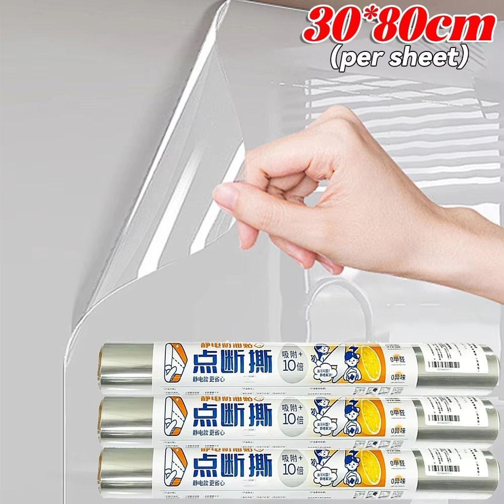30x80cm Kitchen Oil Proof Wallpaper Waterproof Removable Wall Stickers Heat Resistant Transparent