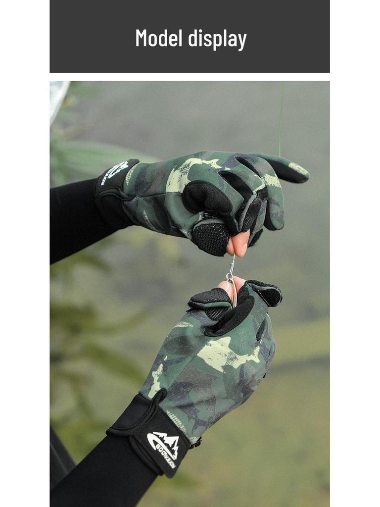 Warm Windproof Winter Fishing & Cycling Gloves for Men - Non-Slip, Touchscreen-Compatible, Fleece-Lined