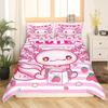 Sweet Strawberry Milk Duvet Cover King Queen Cute Bear Bedding Set Cartoon Fruits Animals Comforter Cover with 2 Pillowcases