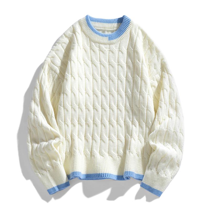 New Autumn and Winter Round Neck Sweater for Men Solid Color Loose Knitted